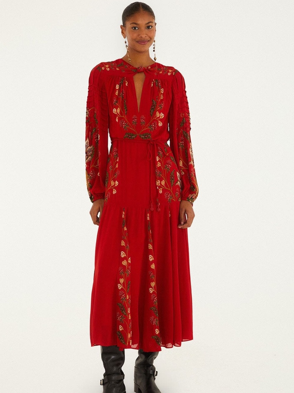 Farm Rio: Red Berry Garden Long Sleeve
Pleated Maxi Dress - Picture 2 of 10